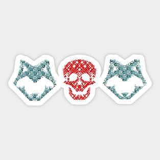 skull and fox Sticker